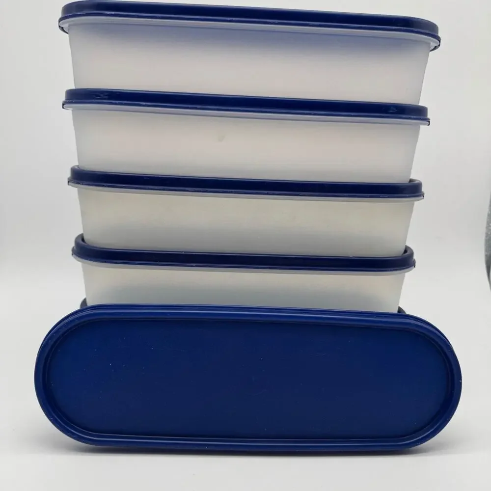 6 Tupperware Modular Mate Oval Container Blue Lid 2399A-3